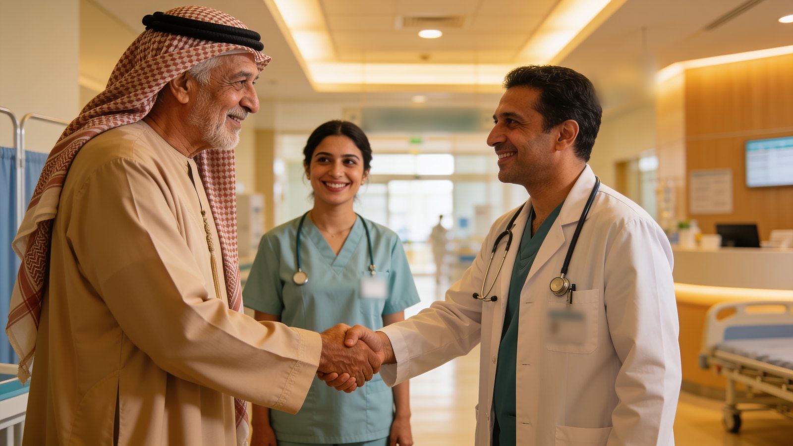 مراجع يشكر الفريق الطبي عند خروجه